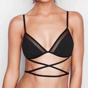Victoria's Secret black mesh lace up Bralette